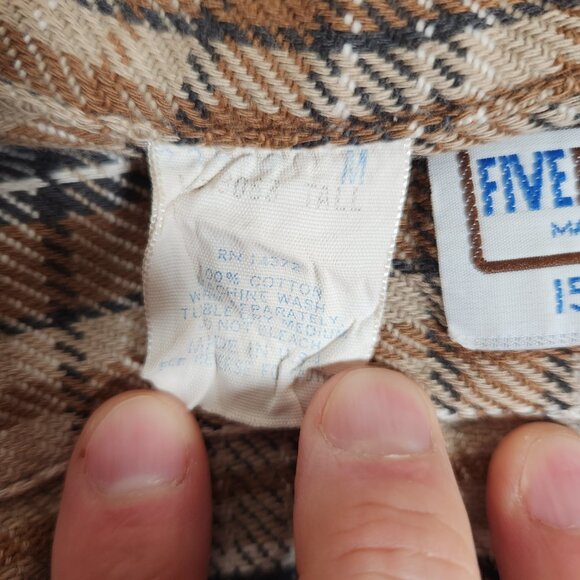 Vintage Five Brother Plaid Button Shirt Mens Medium Tall  Pockets Heavy Duty USA - Picture 13 of 16